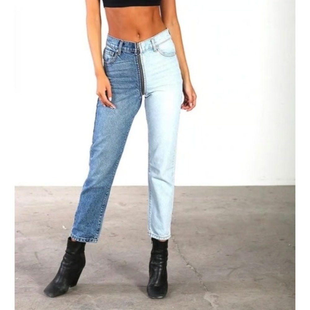 Revice Denim Venus Ying Yang Two Tone Blue Jeans Full Zipper High Rise Size 27